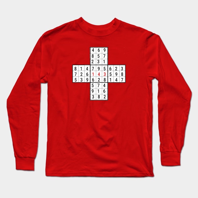 Sudoku I love you 143 Long Sleeve T-Shirt by Atomic Chile 